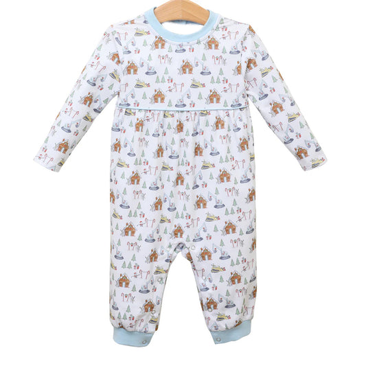 presale LR1400 Christmas Construction Truck House White Long Sleeve Bodysuit