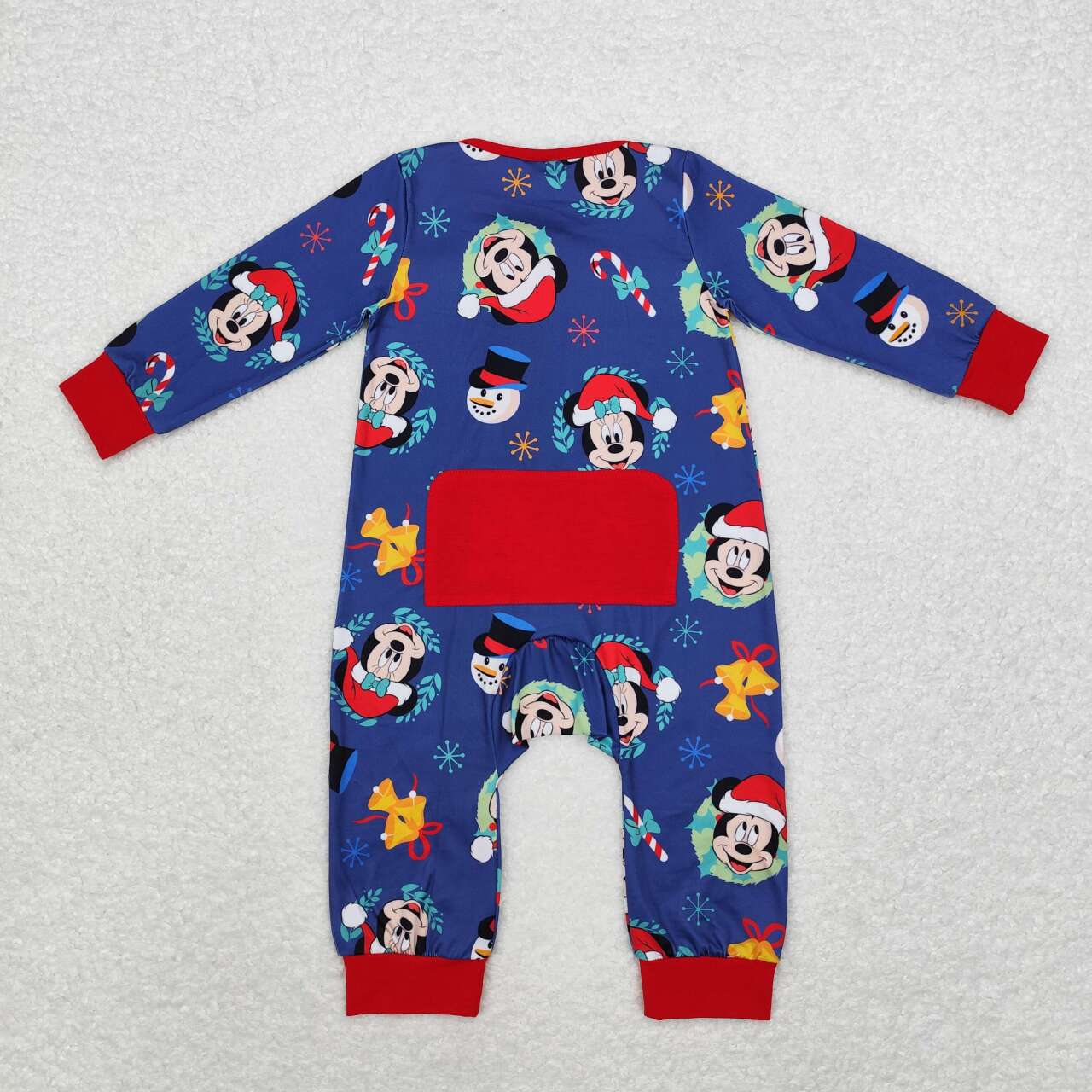 LR1417 Christmas Navy Blue Zipper Long Sleeve Bodysuit