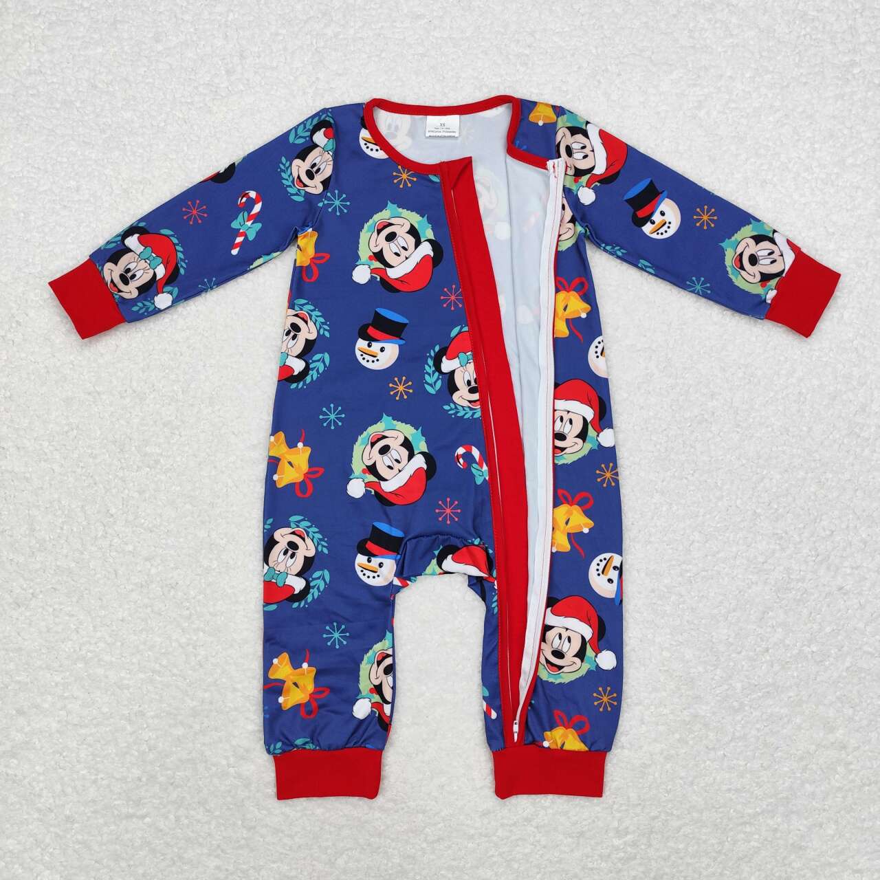 LR1417 Christmas Navy Blue Zipper Long Sleeve Bodysuit