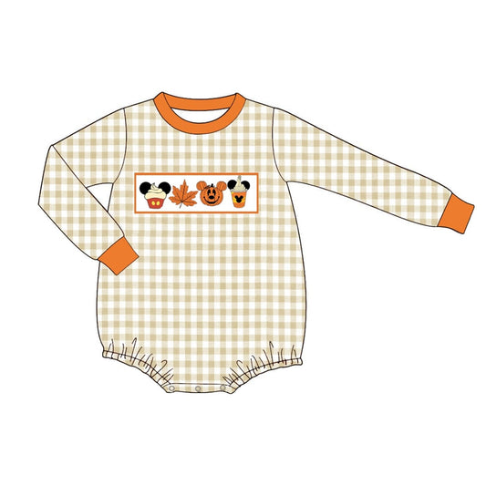 presale LR1439 Maple Pumpkin Plaid Long Sleeve Bodysuit 2024 7.13