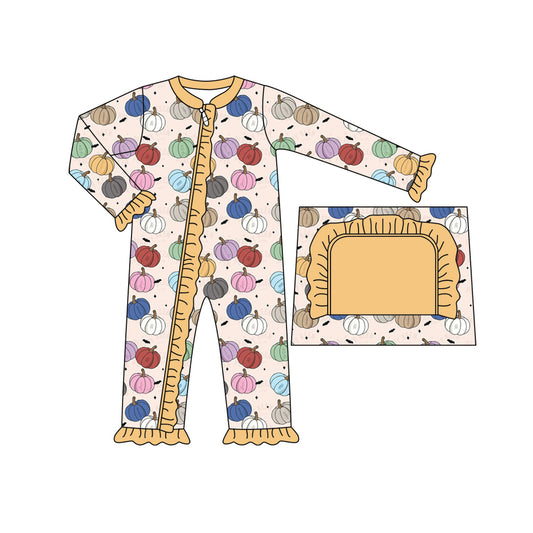 presale LLR1455 Colorful Pumpkin Yellow Lace Zipper Long Sleeve Bodysuit 2024 7.15