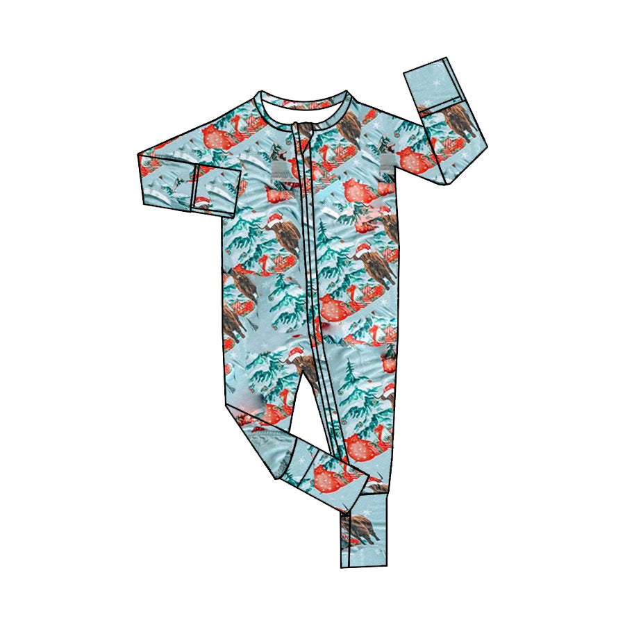 presale LR1459 Alpine Bullhead Christmas Tree Gift Blue Zipper Long Sleeve Bodysuit 2024 7.15