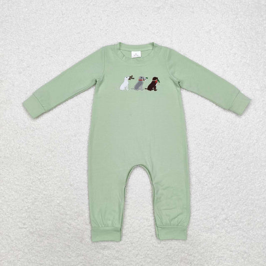 LR1496 Hunting Puppy Green Long Sleeve Onesie