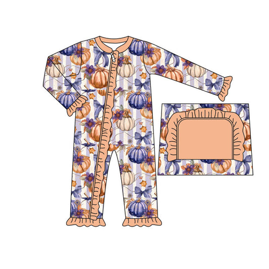 presale LR1498 Pumpkin Orange Lace Purple Stripe Zipper Long Sleeve Bodysuit 2024 7.19