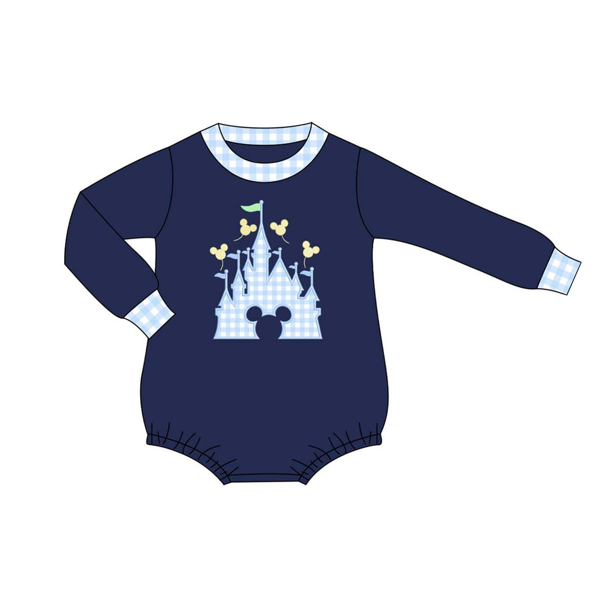 presale LR1525 Castle Tibetan Plaid Blue Long Sleeve Bodysuit  2024 7.22