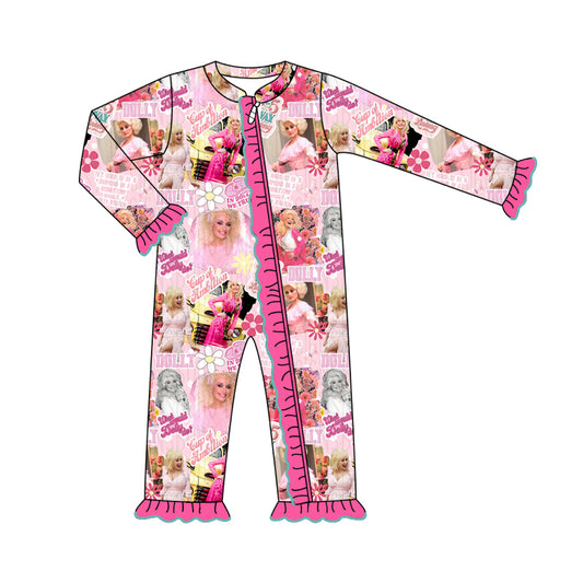 presale LR1526 Rose Red Lace Pink Zipper Long Sleeve Bodysuit 2024 7.22