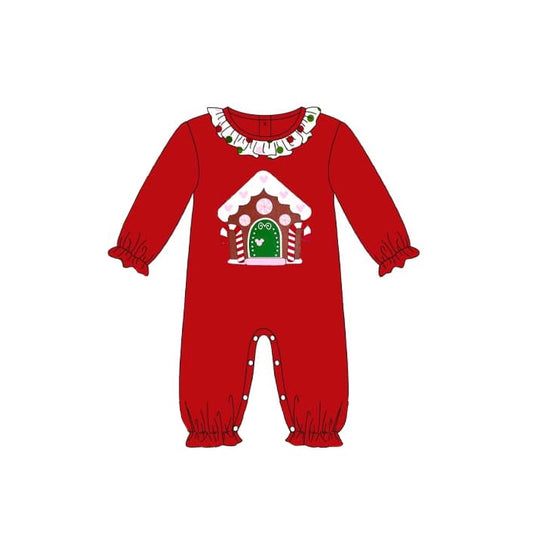 presale LR1538 Christmas House Polka Dot Lace Red Long Sleeve Bodysuit 2024 7.22