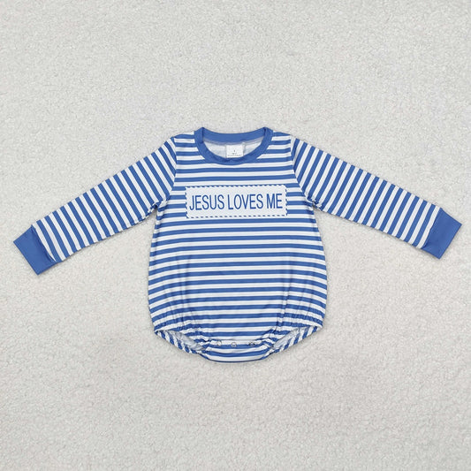 LR1556 Striped blue long-sleeved bodysuit