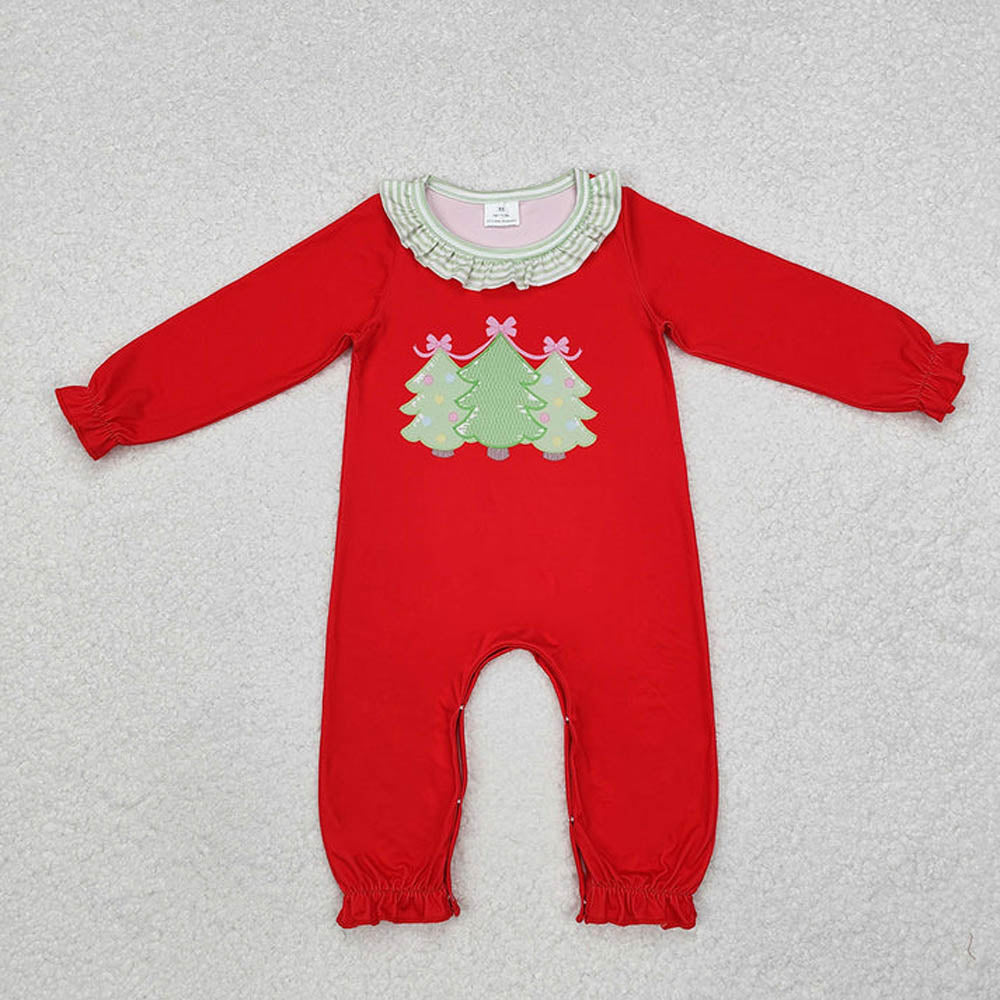 Sibling Kids Boys Girls Red Christmas Tree Rompers Clothing Sets  D 7.8