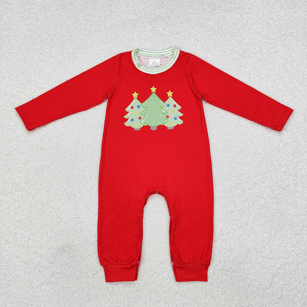 Sibling Kids Boys Girls Red Christmas Tree Rompers Clothing Sets  D 7.8