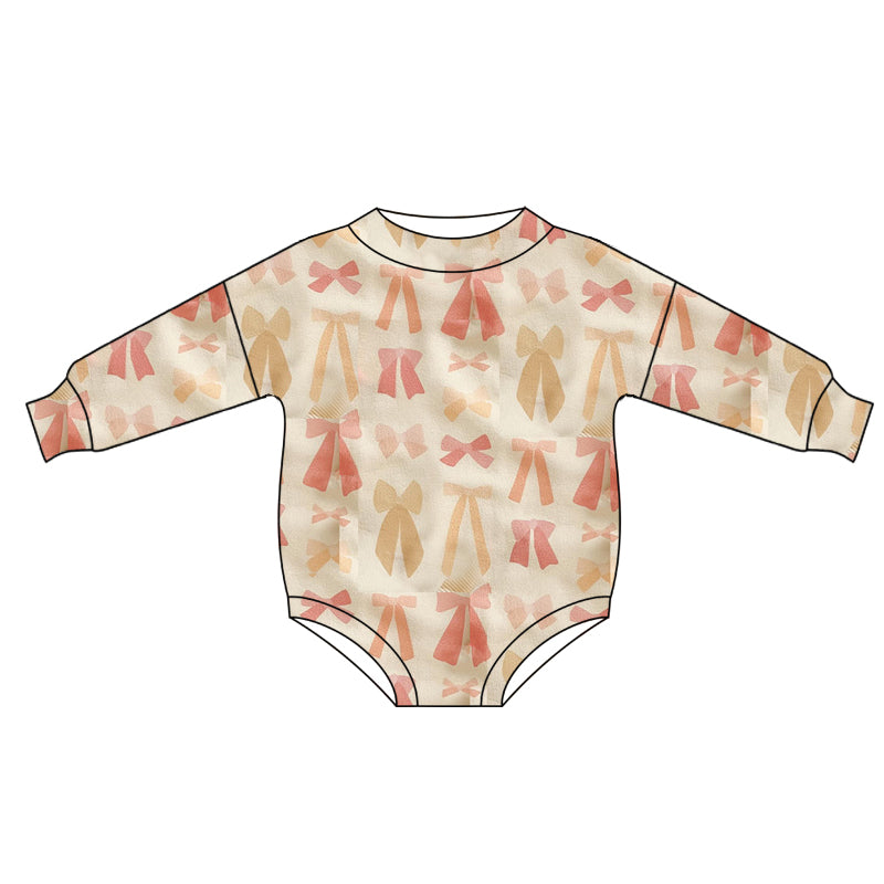 presale LR1569  Bow pattern long-sleeved bodysuit 2024 7.26