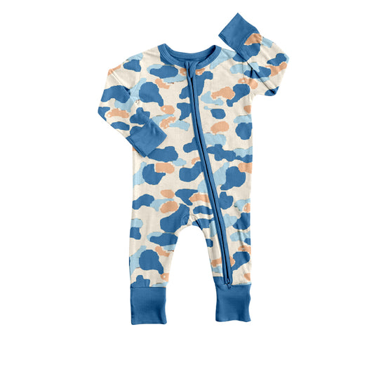 presale LR1574 Camouflage sky blue zip-up long-sleeved jumpsuit  2024 7.26