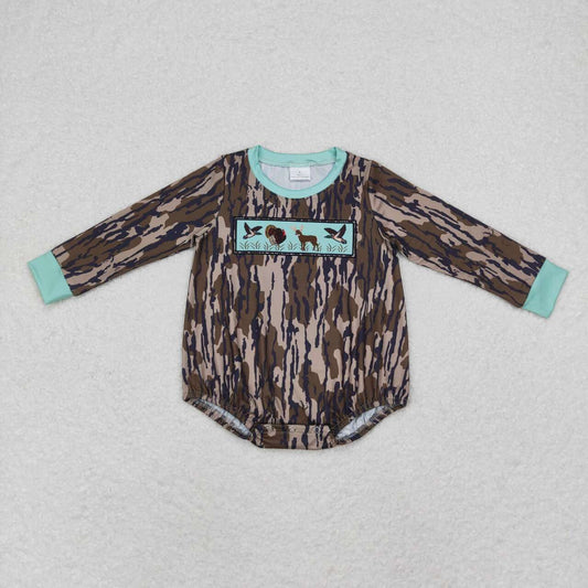 LR1576  Duck Animal Embroidery Brown Camouflage Long Sleeve Bodysuit  2024 7.26