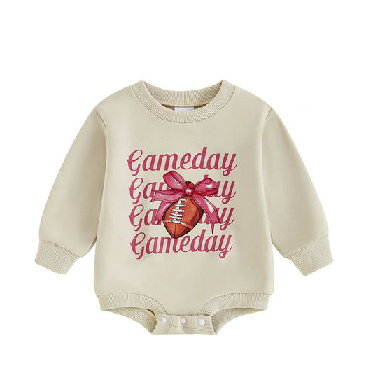 presale LR1590 Beige Rugby Bow Long Sleeve Bodysuit 2024 7.29