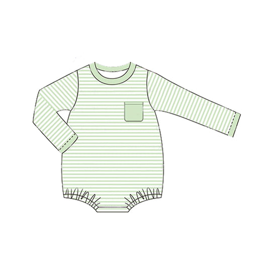 presale LR1597 Green Stripe Pocket Long Sleeve Bodysuit 2024 7.29