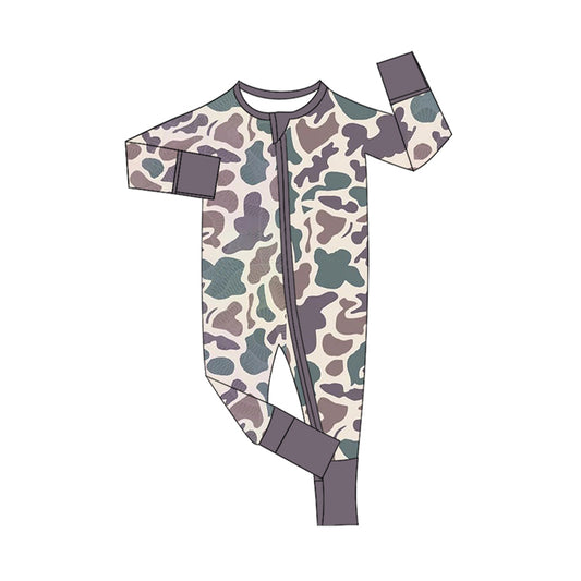 presale LR1604 Camouflage Purple Zipper Long Sleeve Bodysuit  2024 7.30