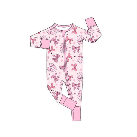 presale LR1608 Pink zip-up long-sleeved jumpsuit with bow and five-pointed heart pattern  2024 7.30