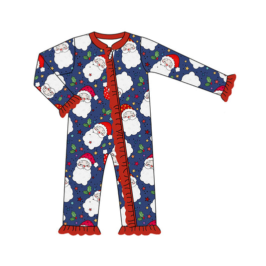 presale LR1611 Santa Claus Colorful Five-Pointed Star Blue Lace Zipper Long Sleeve Onesie 2024 7.30