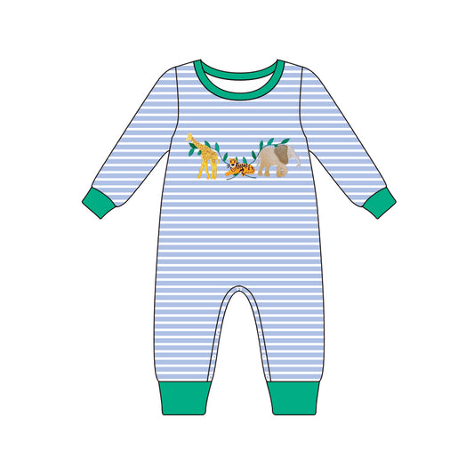 presale LR1616 Animal giraffe tiger elephant striped blue green long sleeve jumpsuit 2024 7.31