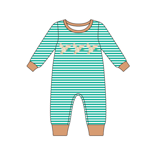 presale LR1618 Duck Stripe Brown Green Long Sleeve Bodysuit   2024 7.31