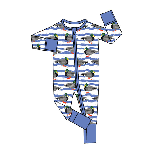 presale LR1645  Duck Blue Stripe Zipper Long Sleeve Bodysuit 2024 8.3