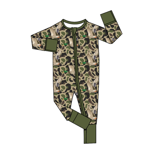 presale LR1646 Duck Camo Green Zip-Up Long Sleeve Bodysuit 2024 8.3