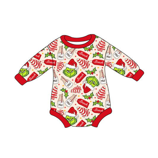 presale LR1655  Christmas Tree Milk Cookies Red Long Sleeve Bodysuit 2024 8.3