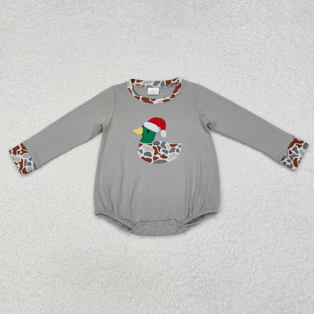 LR1683  Santa Hat Camouflage Duck Long Sleeve Bodysuit