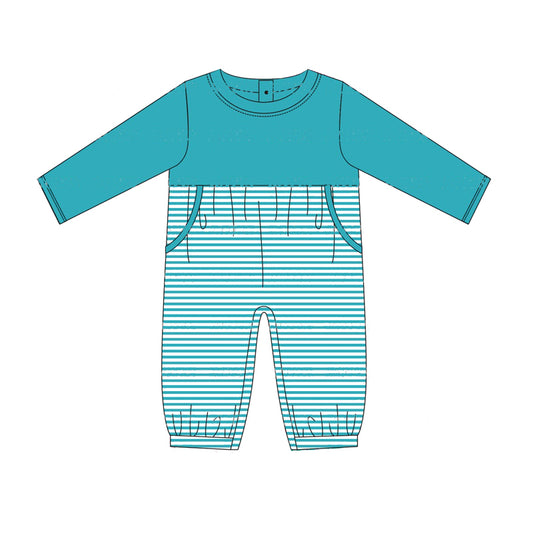 presale LR1686 Striped blue long-sleeved bodysuit 2024 8.7