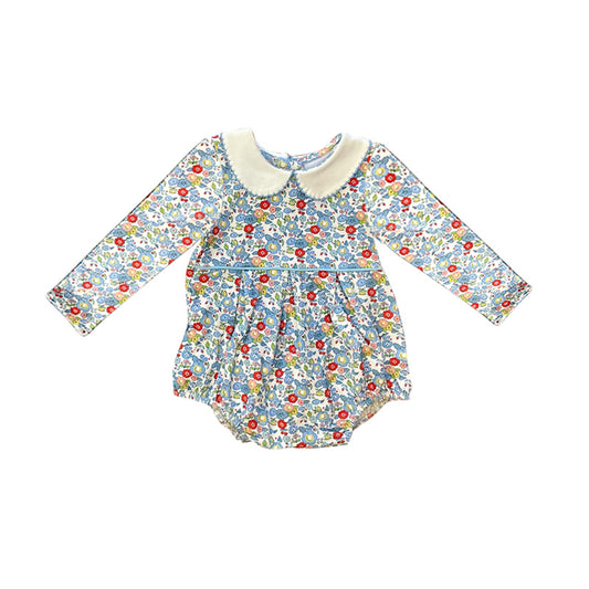 presale LR1716 Floral Printed Baby Collar Long Sleeve Bodysuit  2024 8.9