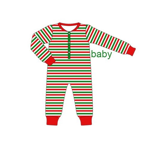 presale LR1720 Christmas red and green striped white long-sleeved jumpsuit 2024 8.9