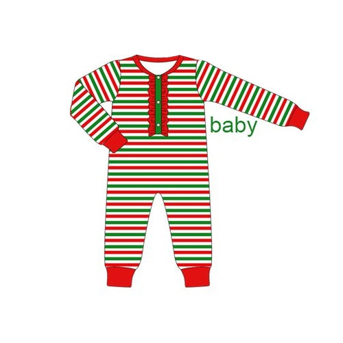 presale LR1721  Christmas red and green striped lace white long-sleeved jumpsuit 2024 8.9