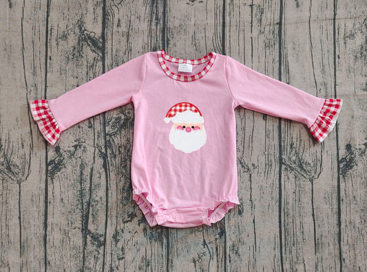 presale LR1733  Santa Claus Red Plaid Pink Long Sleeve Bodysuit  D 902