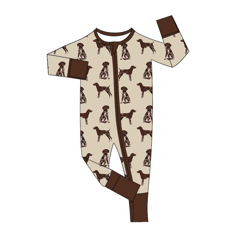 presale LR1759 Puppy Brown Zip-Up Long Sleeve Bodysuit   8.13