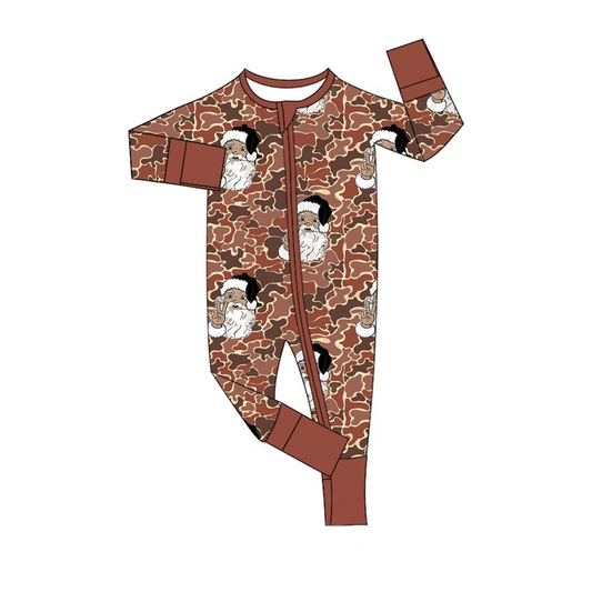 presale LR1820 Santa Brown Camouflage Zip-Up Long Sleeve Bodysuit   2024 8.23