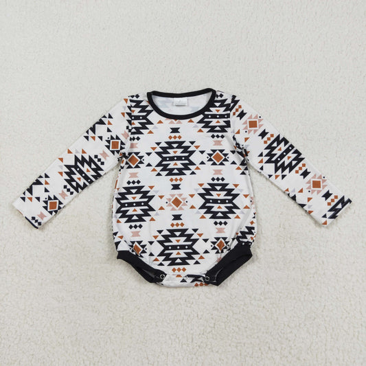 LR1822  Beige geometric long-sleeved bodysuit  D 821