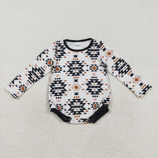 LR1822  Beige geometric long-sleeved bodysuit  D 821