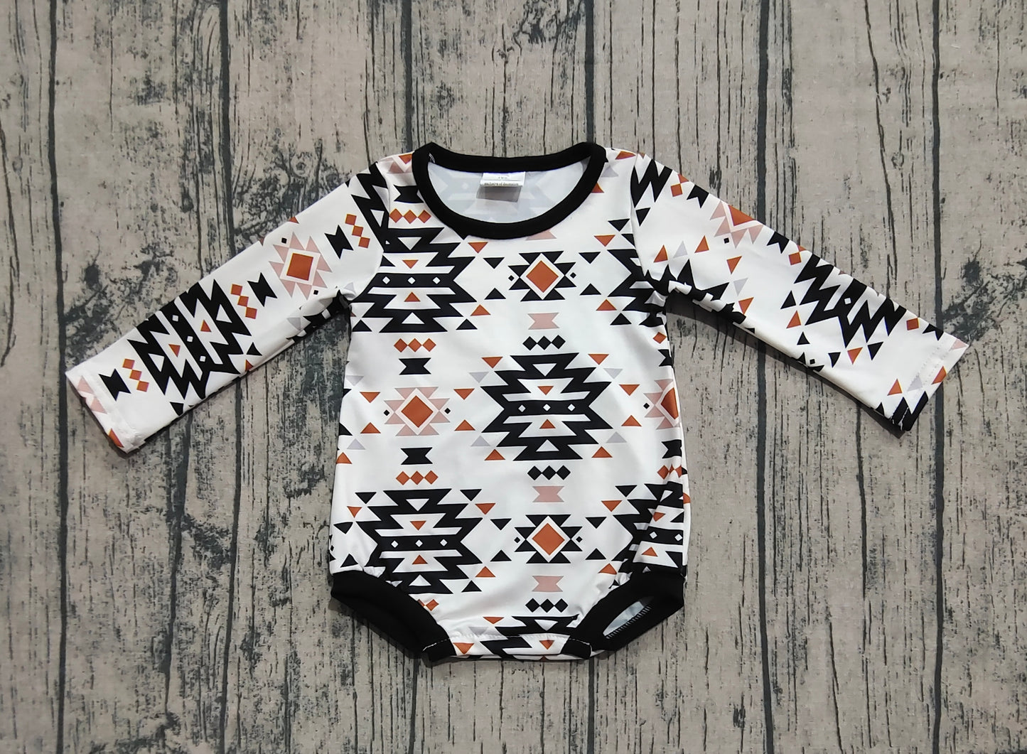 LR1822  Beige geometric long-sleeved bodysuit  D 821