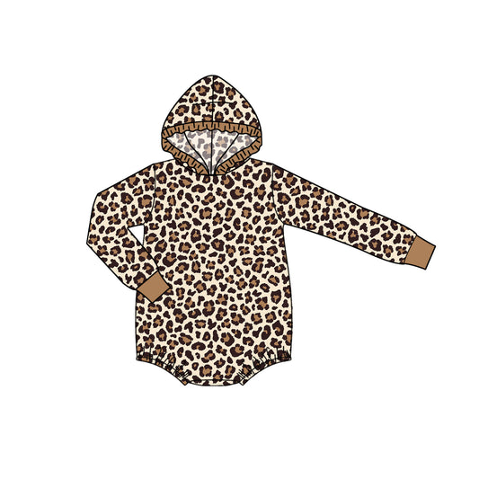 presale LR1826 Leopard Print Brown Lace Hooded Long Sleeve Bodysuit  2024 8.24