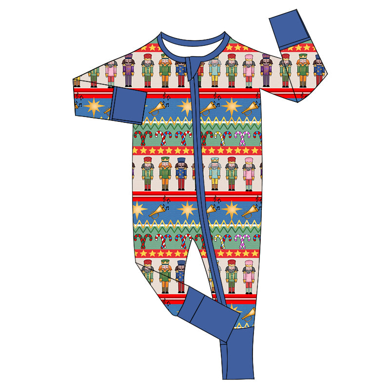 presale LR1828 Christmas Blue Zipper Long Sleeve Bodysuit  2024 8.24