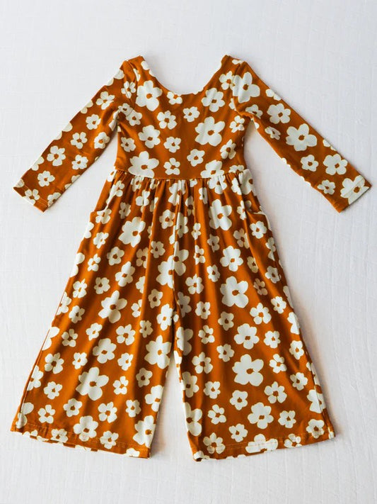 presale LR1838 Brown long-sleeved bodysuit with pockets and flowers   2024 8.26