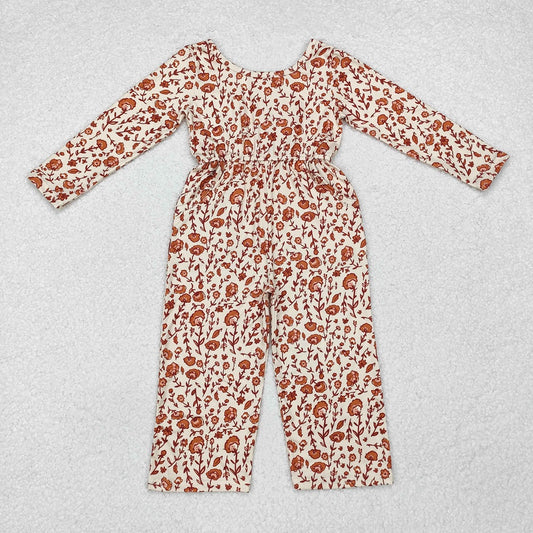 LR1839  Beige long-sleeved bodysuit with pocket flowers