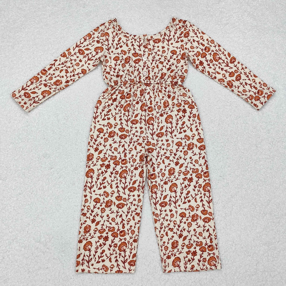 LR1839  Beige long-sleeved bodysuit with pocket flowers