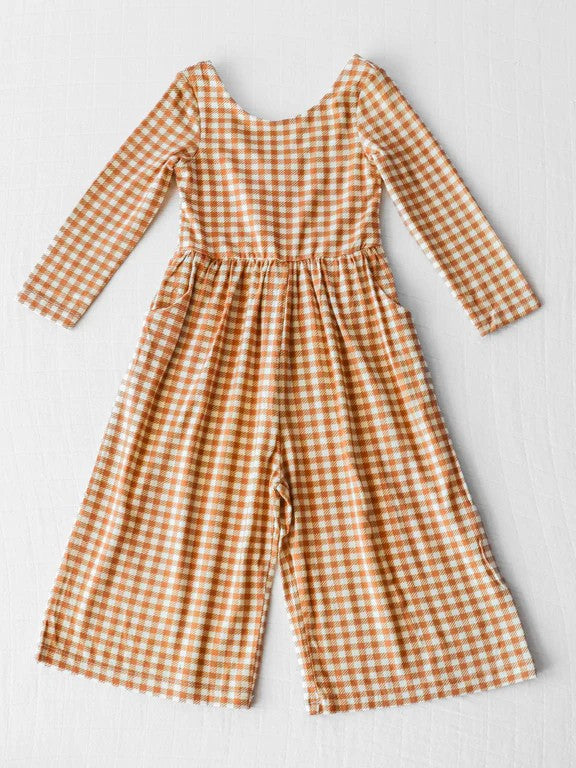 presale LR1840  Orange Plaid Long Sleeve Bodysuit with Pockets   2024 8.26