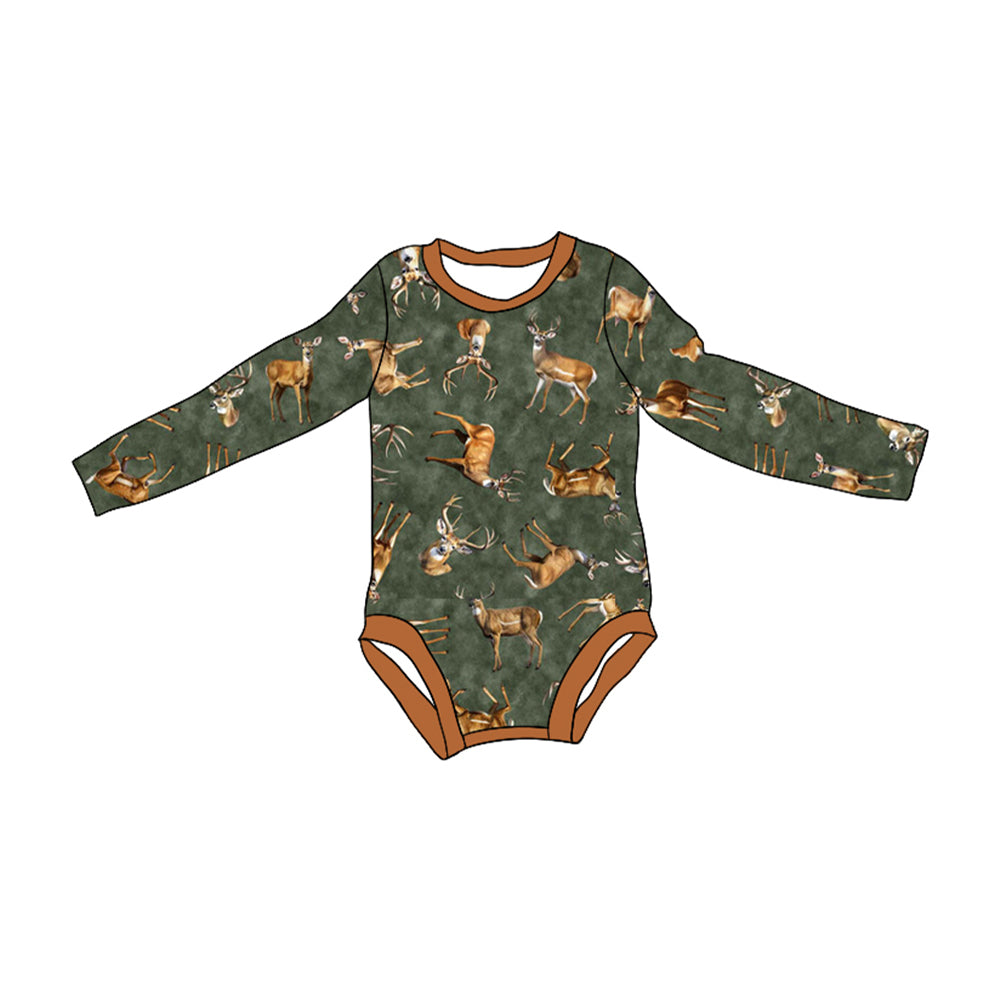 presale LR1859 Elk Brown Green Long Sleeve Bodysuit    2024 10.30