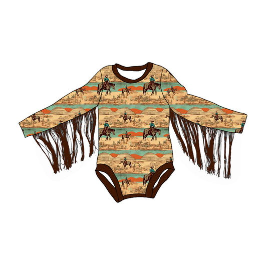 presale LR1860  Horse Riding Desert Brown Long Sleeve Bodysuit  2024 8.29