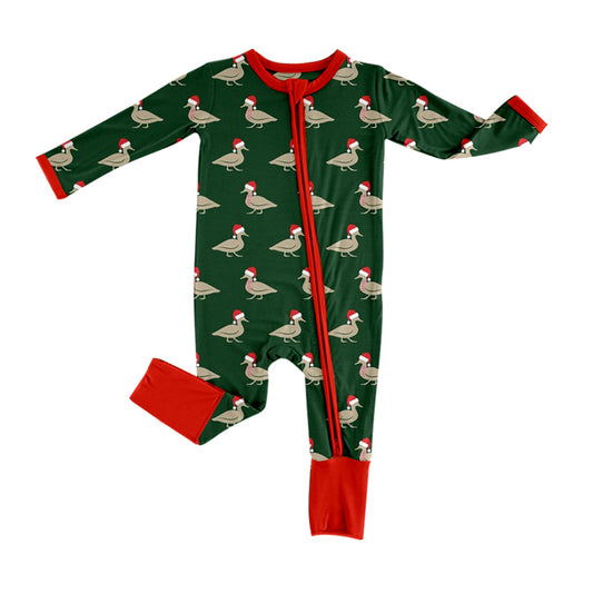 presale LR1861 Christmas Duck Green Zipper Long Sleeve Bodysuit  2024 8.29