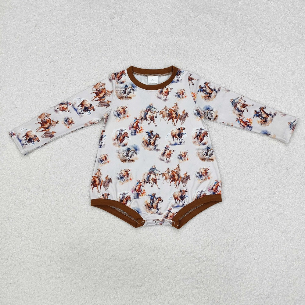 LR1866 Horse Riding Brown Long Sleeve Bodysuit