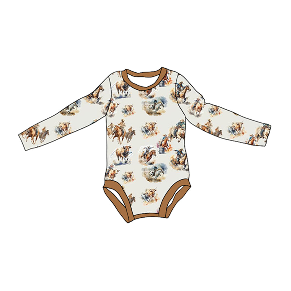 presale LR1866 Horse Riding Brown Long Sleeve Bodysuit   2024 8.30