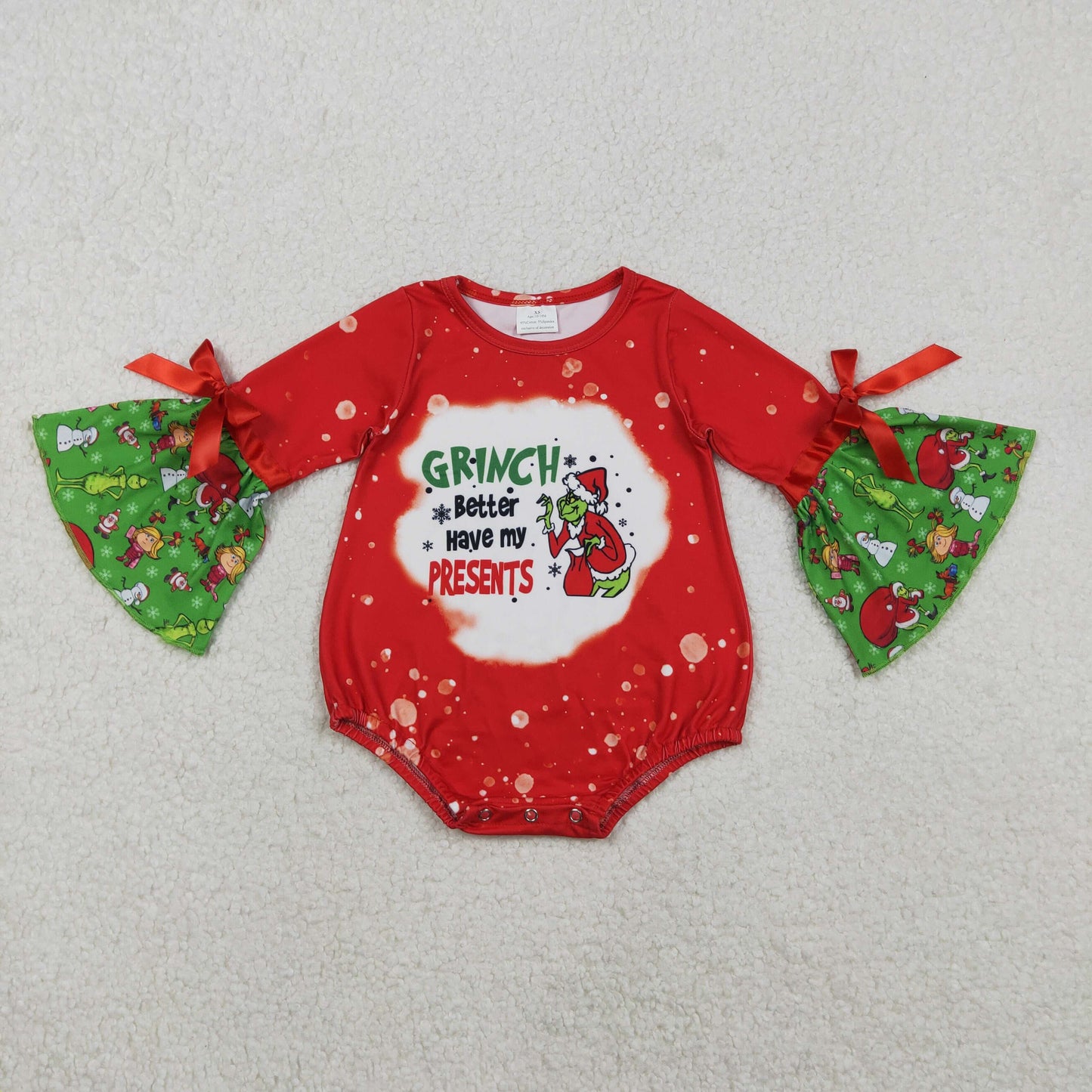 LR1893 Red long-sleeved bodysuit with lettering  D 1122